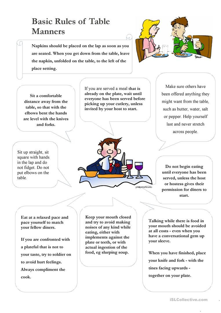 Table Manners  English Esl Worksheets
