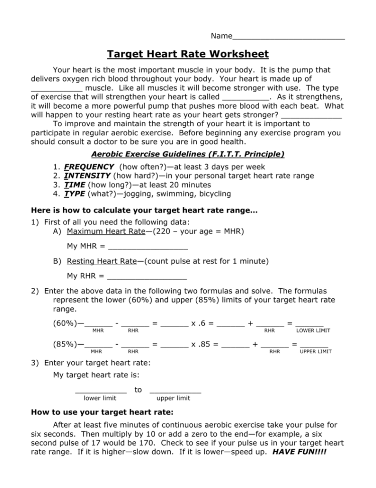 heart rate assignment answers