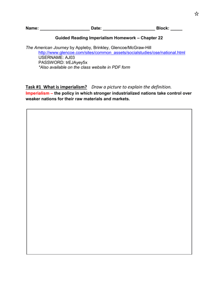 Task 1 What Is Imperialism Draw A Picture To Explain The