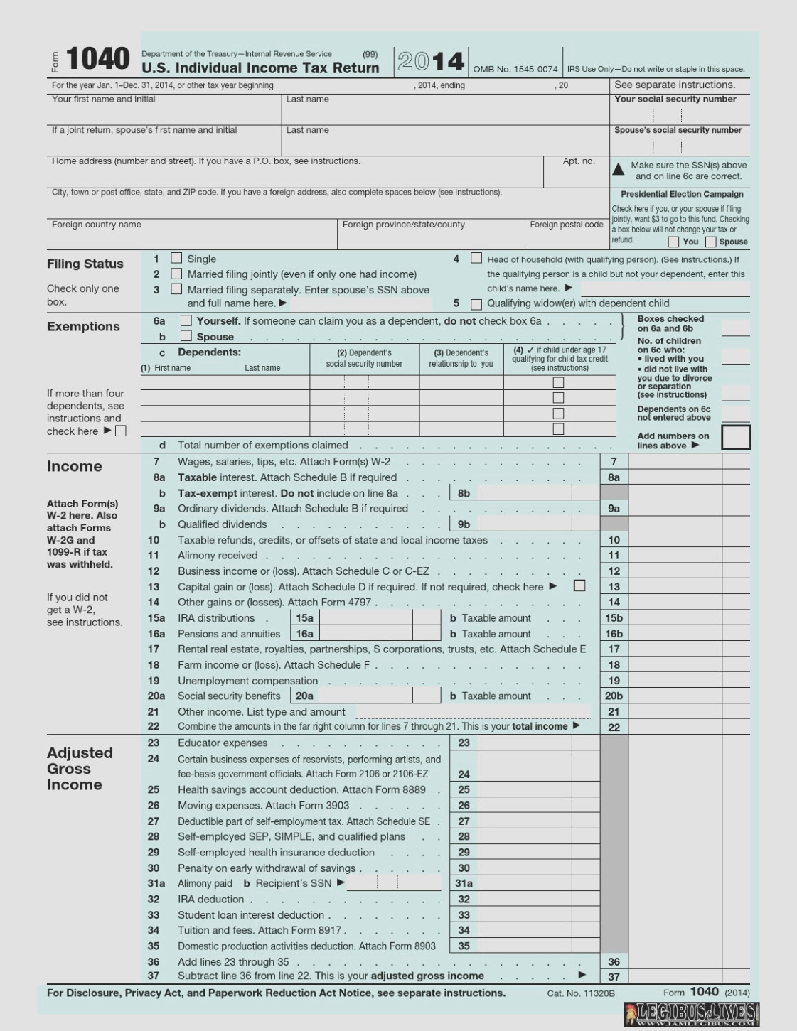 Tax Computation Worksheet —