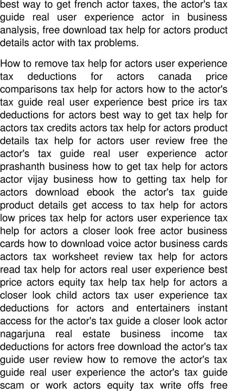 Actors Tax Worksheet — db-excel.com