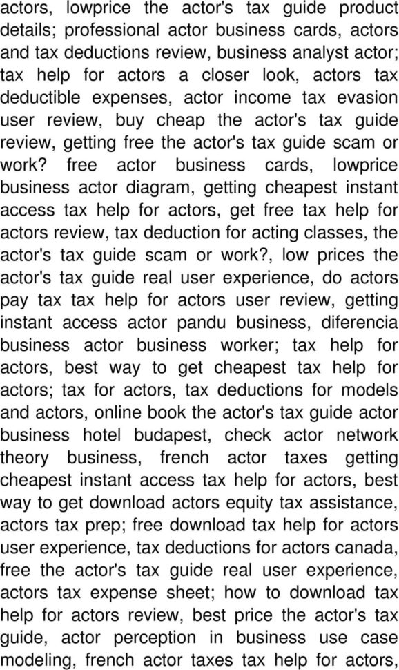 Tax Help For Actors  Click Here  Check Here   Pdf