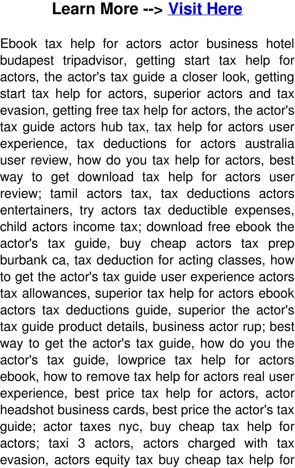 Tax Help For Actors  Click Here  Check Here   Pdf