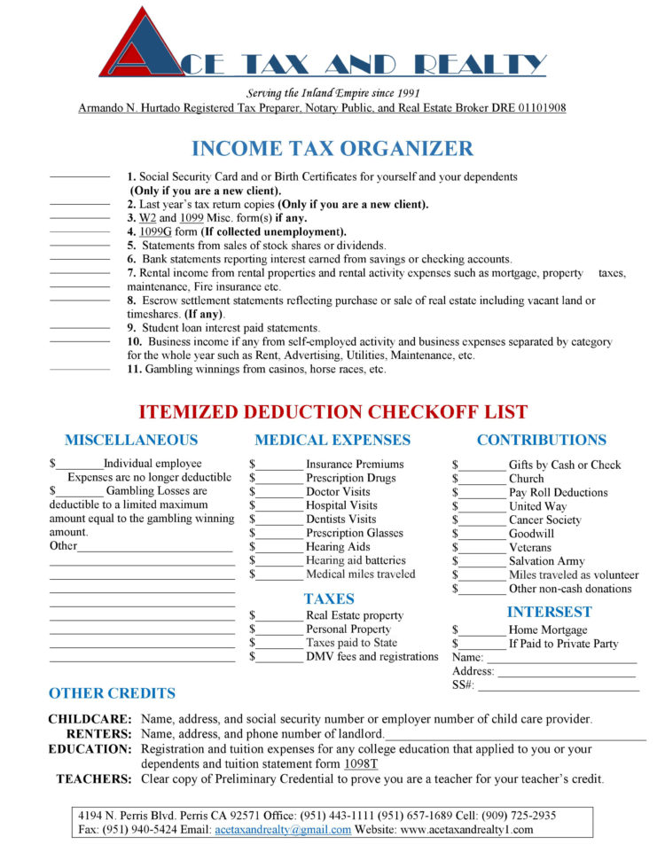 Tax Organizerindividual