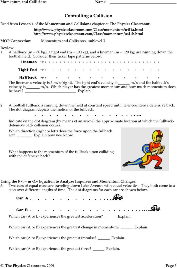 Momentum Impulse And Momentum Change Worksheet Answers Physics Classroom Db excel