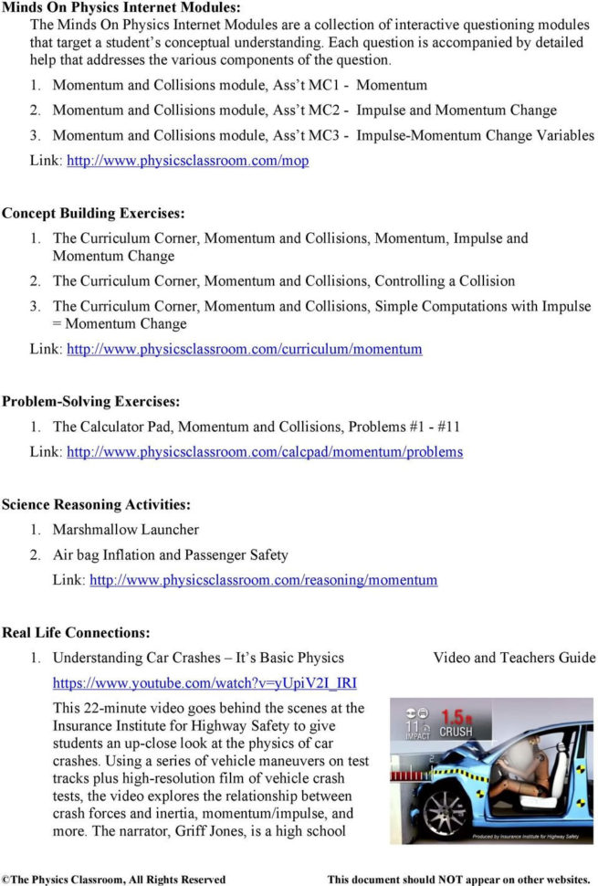 Teacher Toolkit Topic Impulse Momentum Chang Momentum
