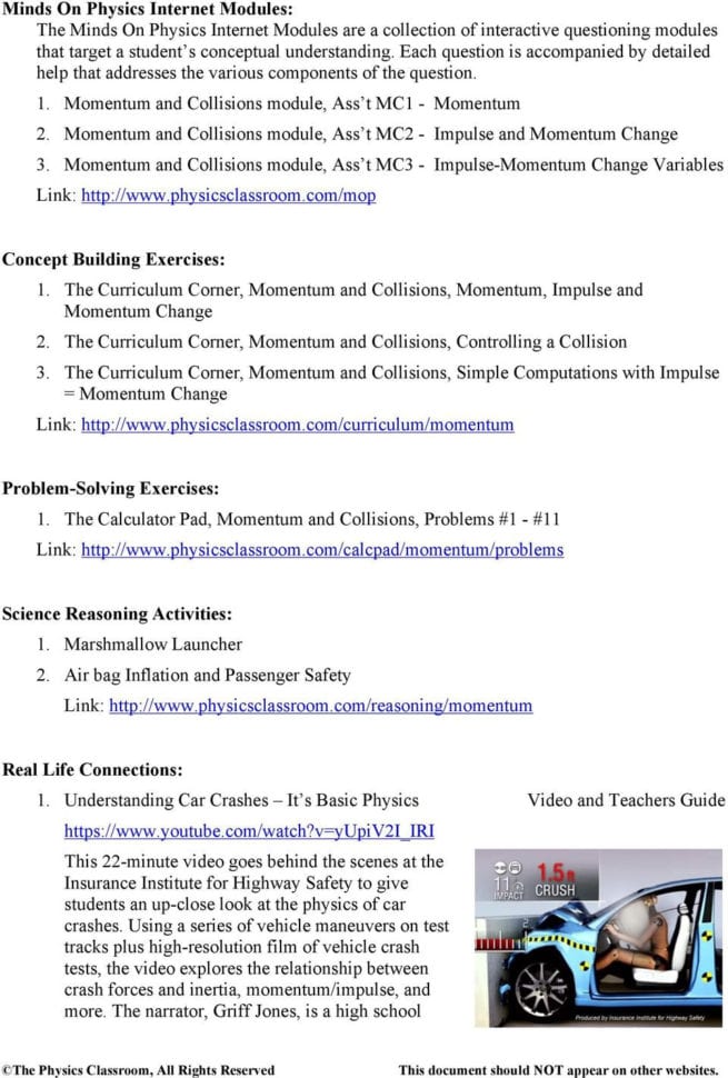Teacher Toolkit Topic Impulsemomentum Change Theorem  Pdf