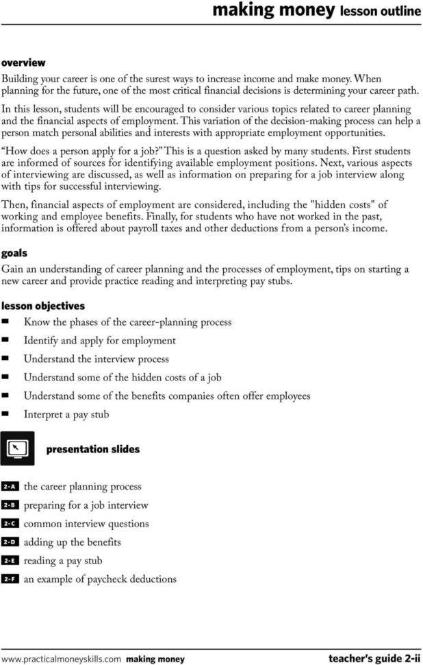 Teacher's Guide Lesson Two Making Money 0409  Pdf