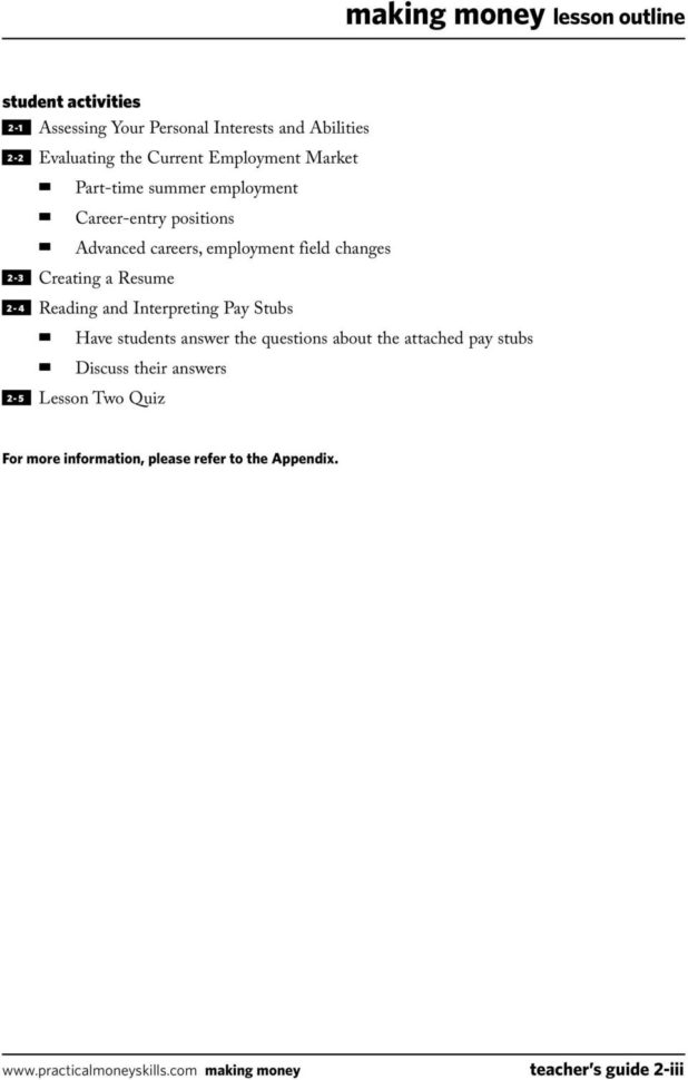 Teacher's Guide Lesson Two Making Money 0409  Pdf