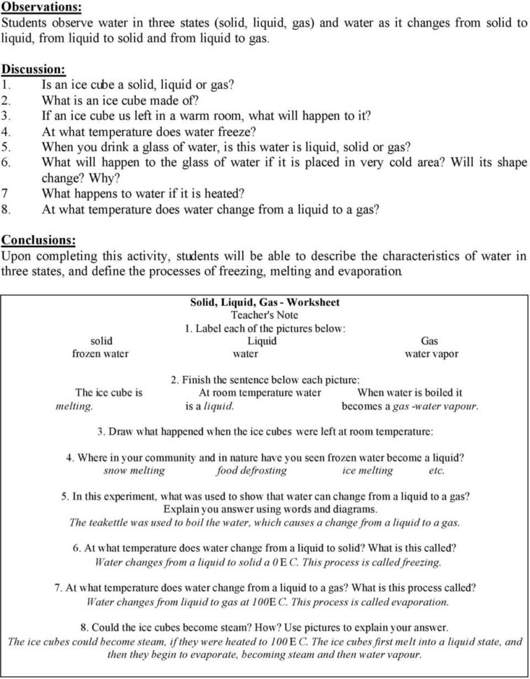 Teacher's Notes Solid Liquid Gas The Ter Cycle  Pdf