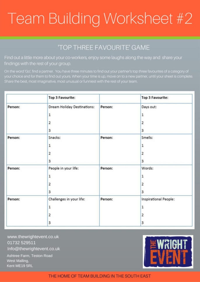 Team Building Team Building Worksheets Stunning