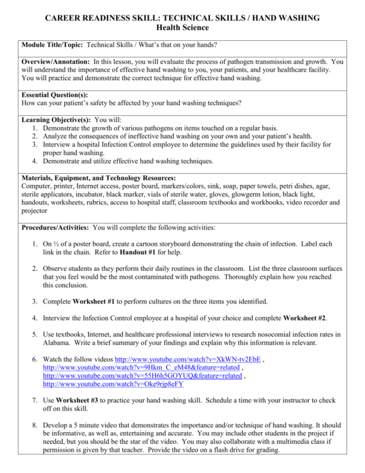Hand Washing Worksheets