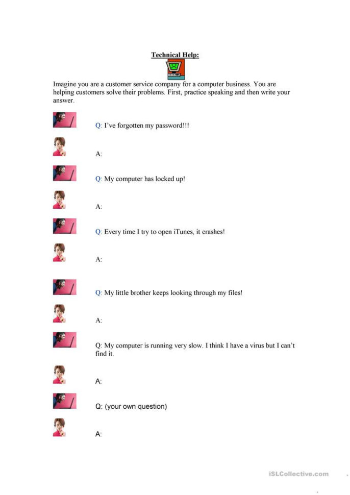 Technical Support  English Esl Worksheets Technical Support  English Esl Worksheets