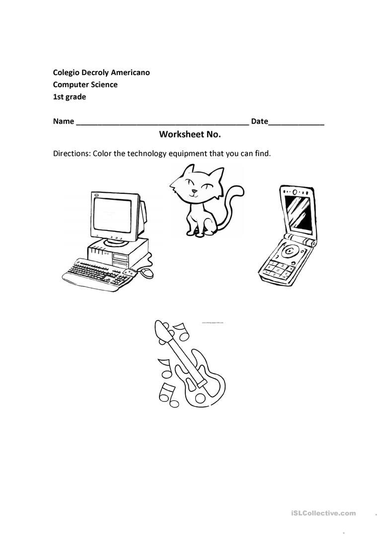 Technology 1St Grade  English Esl Worksheets
