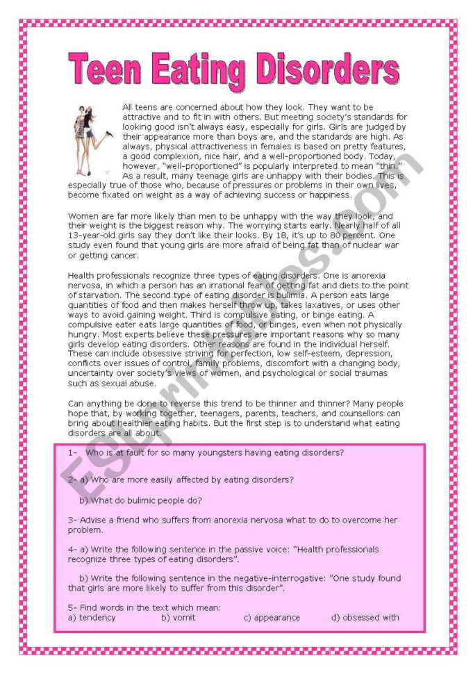 Teen Eating Disorders Yolanda  Esl Worklandaprieto