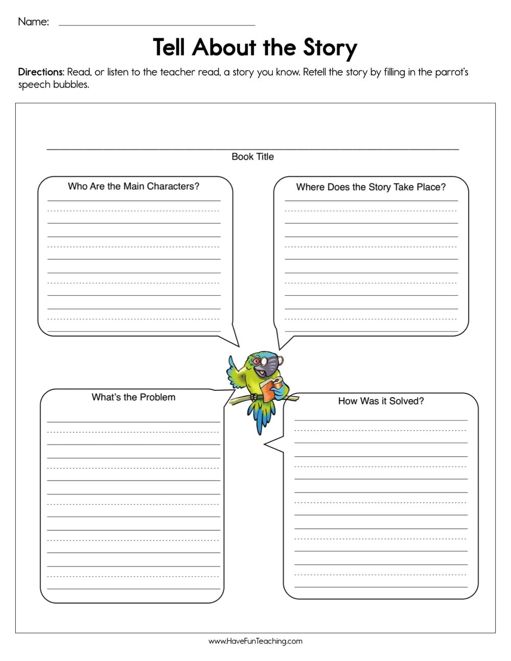 Tell About The Story Worksheet  Have Fun Teaching