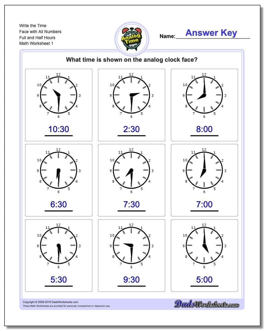 Math Clock Worksheets Grade 2