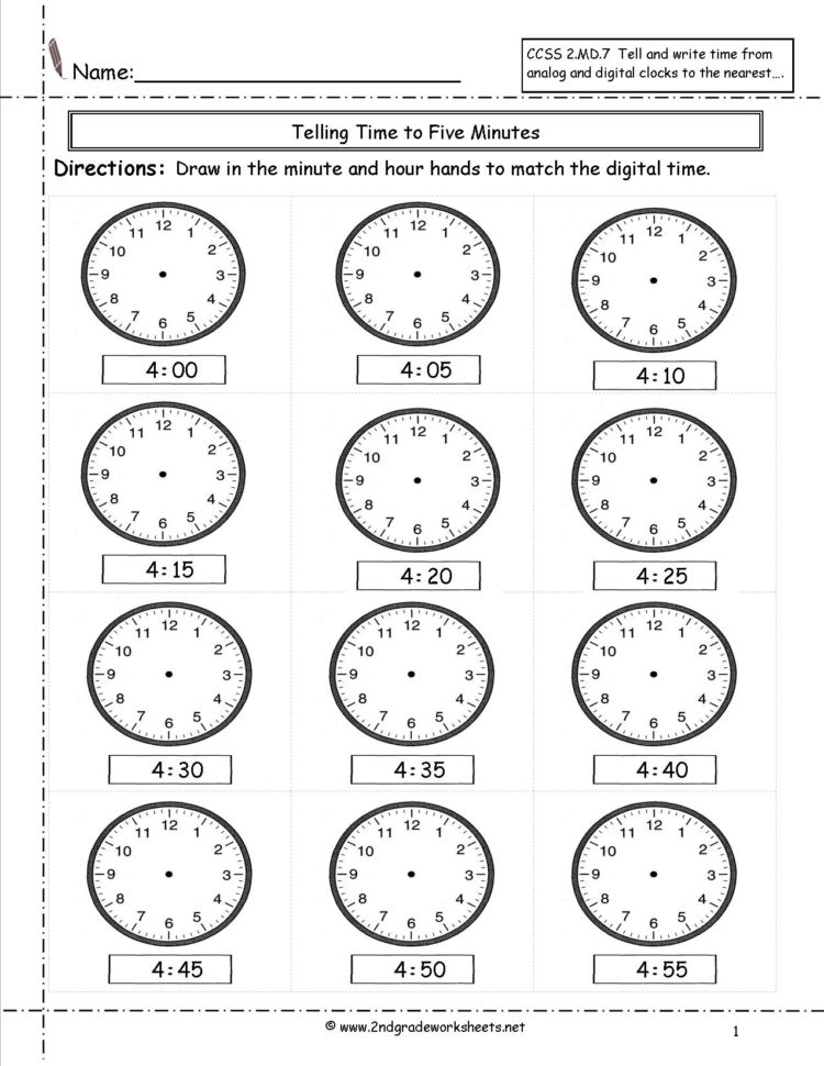 Telling And Writing Time Worksheets