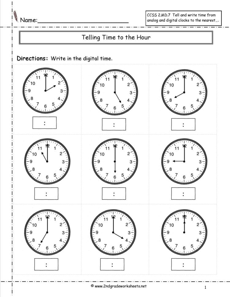 Telling And Writing Time Worksheets