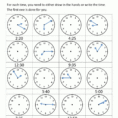 Telling Time Clock Worksheets To 5 Minutes