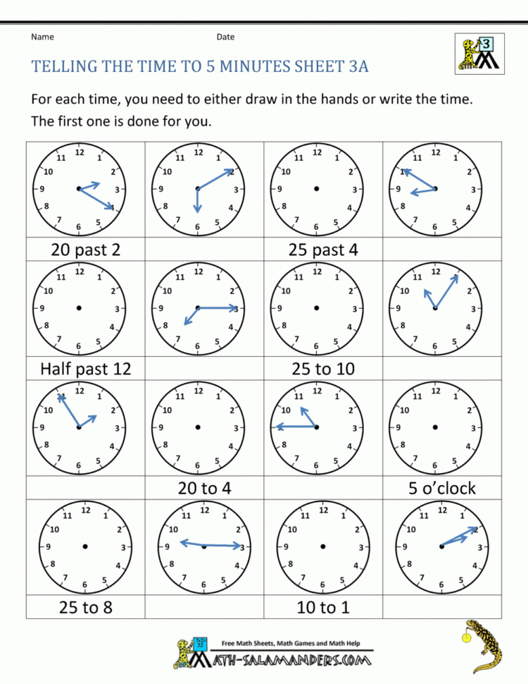 Time To Minute Worksheet