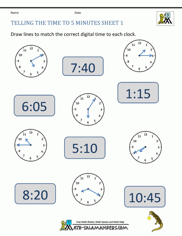 Clock Worksheets Grade 1 — db-excel.com