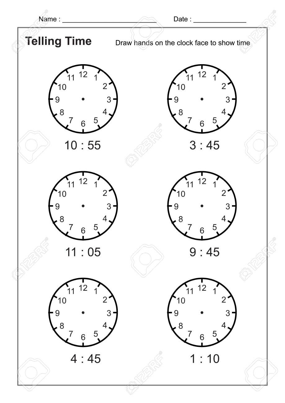 Telling Time Telling The Time Practice For Children Time Worksheets