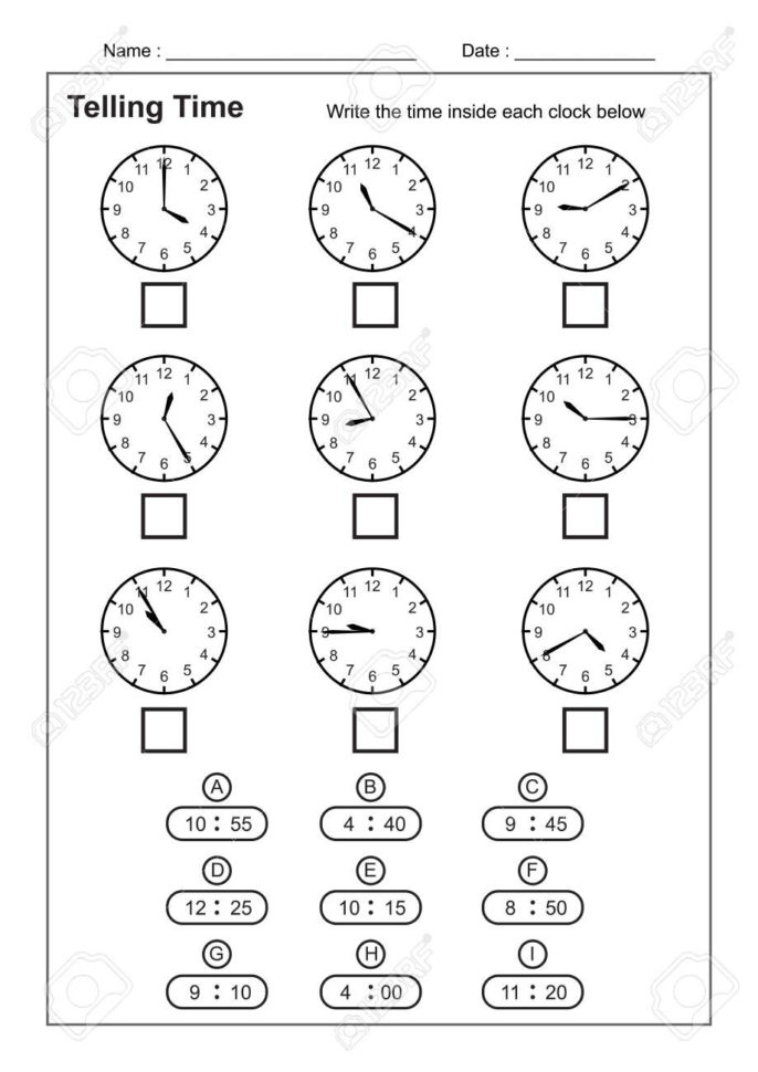 Telling Time Telling The Time Practice For Children Time Worksheets