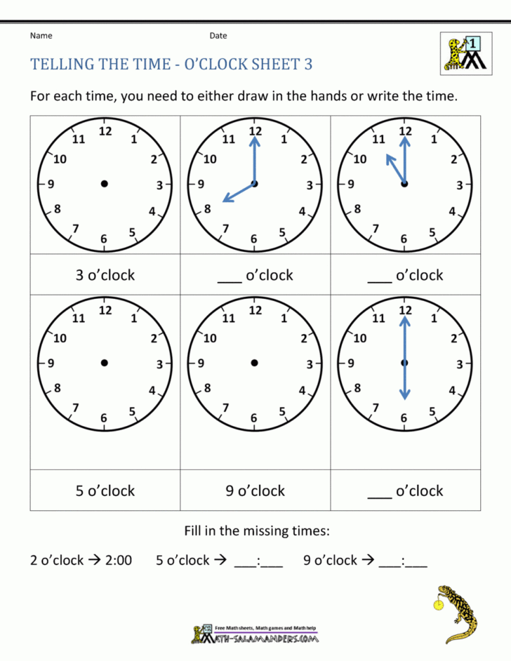 Telling Time Worksheets 1St Grade