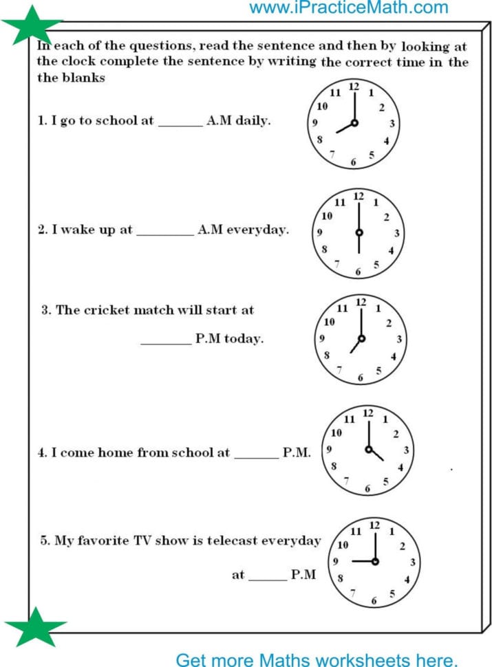 Telling Time Worksheets Using Am And Pm – Faithadventures