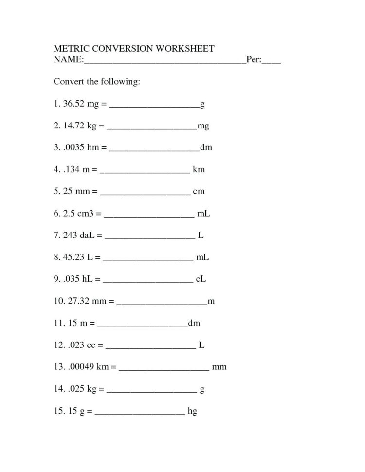 Temperature Conversion Worksheet Converting Metric Units — db-excel.com