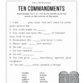 Ten Commandments Worksheet For Kids Worksheets Psr Bible