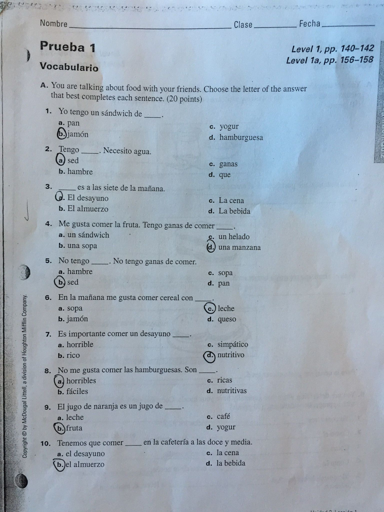 Tener Worksheet Spanish 1 Answers