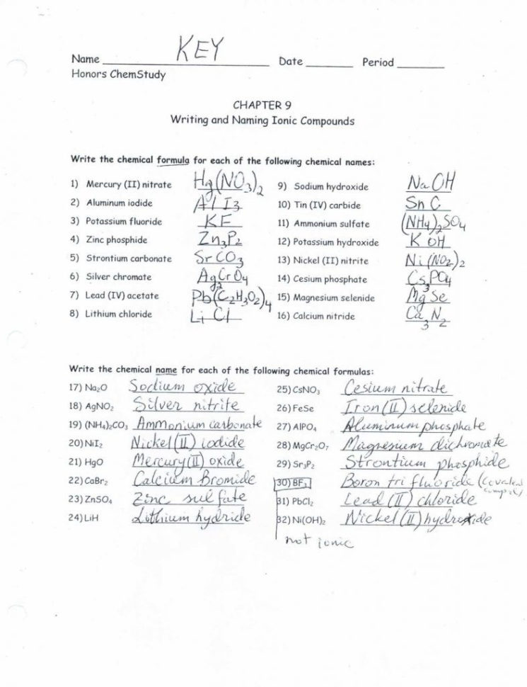 Ternary Ionic Compounds Worksheet  Soccerphysicsonline