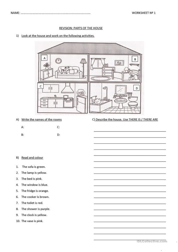 Test Parts Of The House  English Esl Worksheets