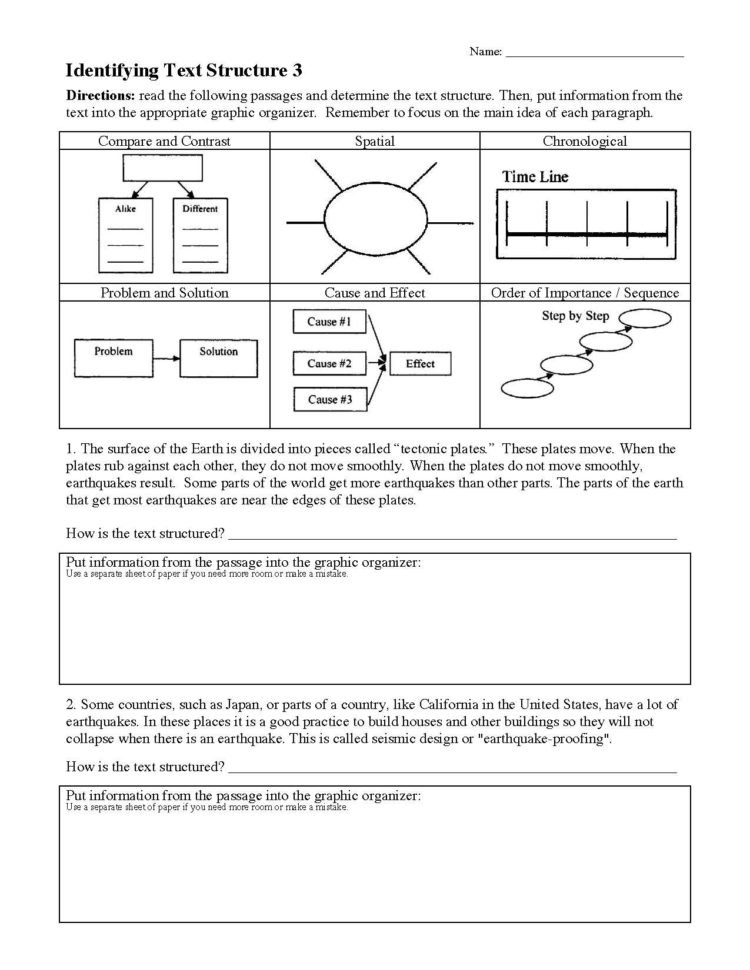 Text Structure Worksheet 3  Preview
