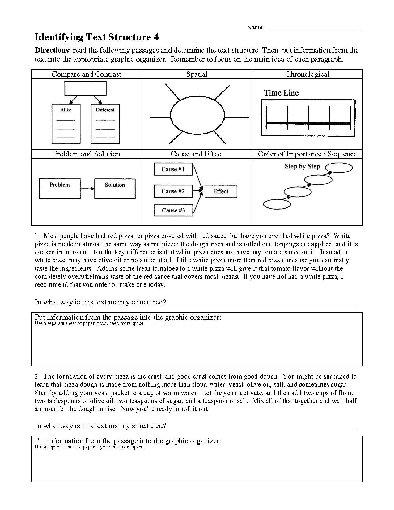 Text Structure Worksheet 4  Preview