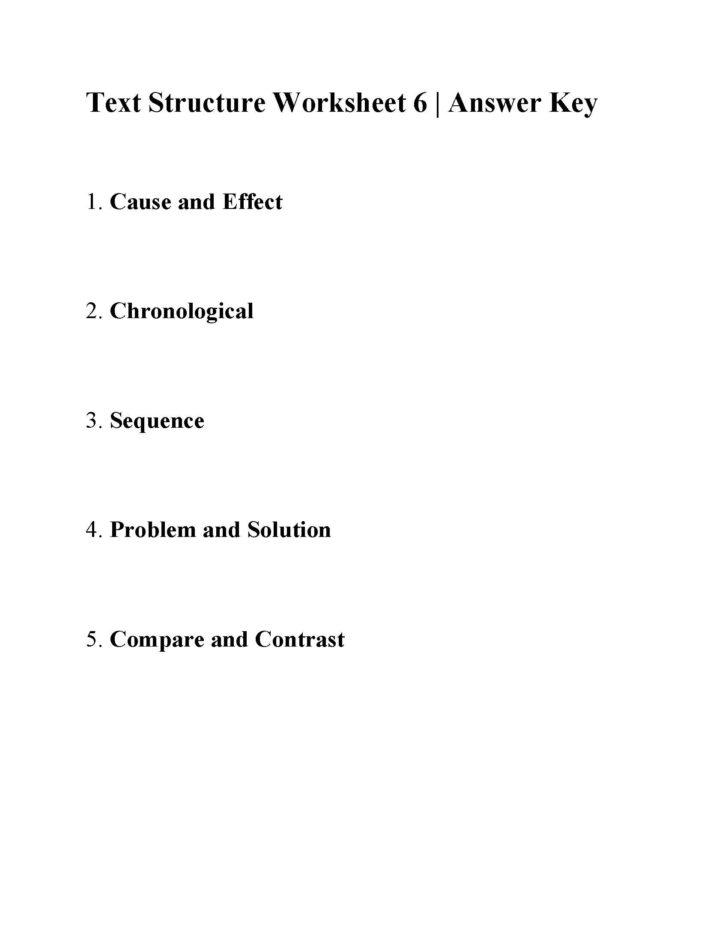 Text Structure Worksheet Answers