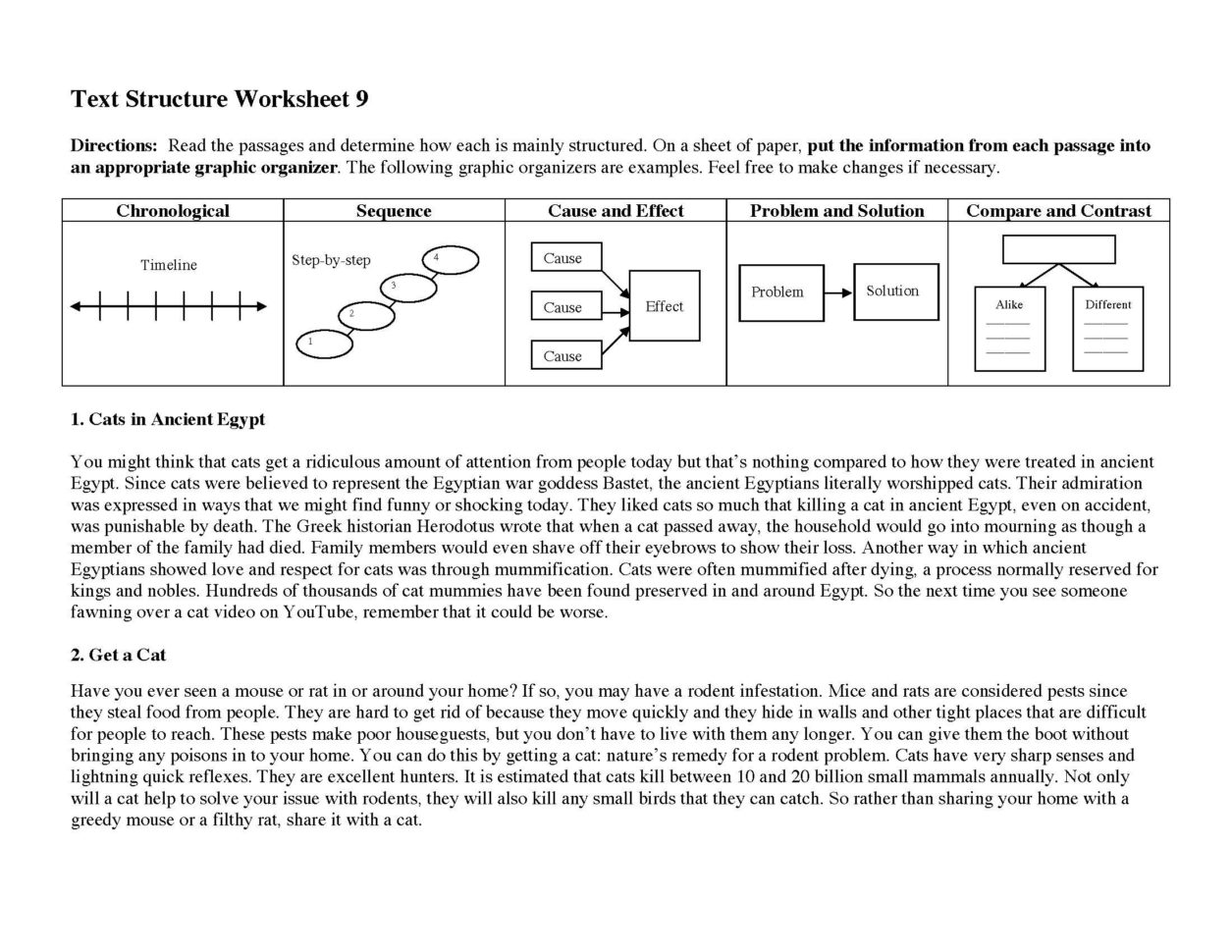 Text Structure Worksheet 9  Preview
