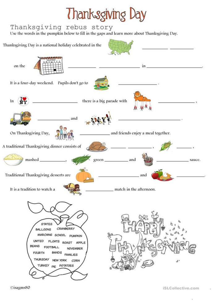 Thanksgiving Day  English Esl Worksheets