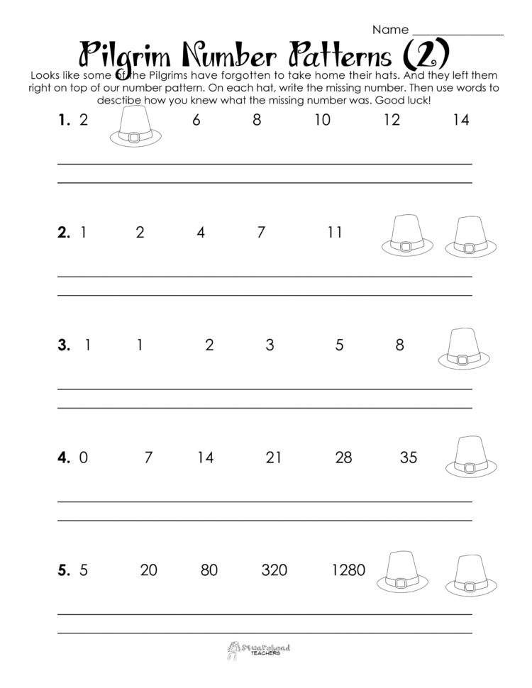 Thanksgiving Number Patterns Free Worksheets  Squarehead Teachers