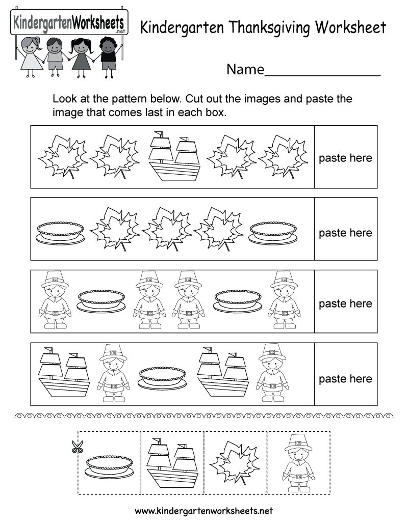 Thanksgiving Worksheet  Free Kindergarten Holiday Worksheet