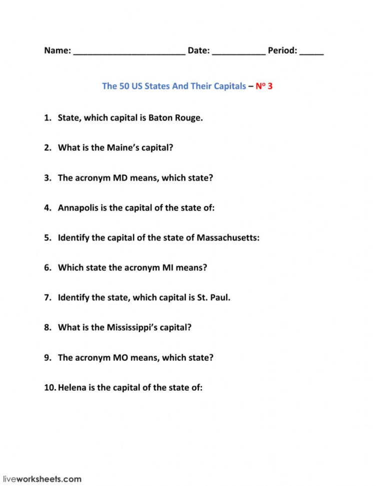 The 50 Us States And Their Capitals – No 3  Interactive