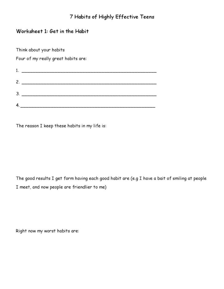 7 habits of highly effective teens worksheets