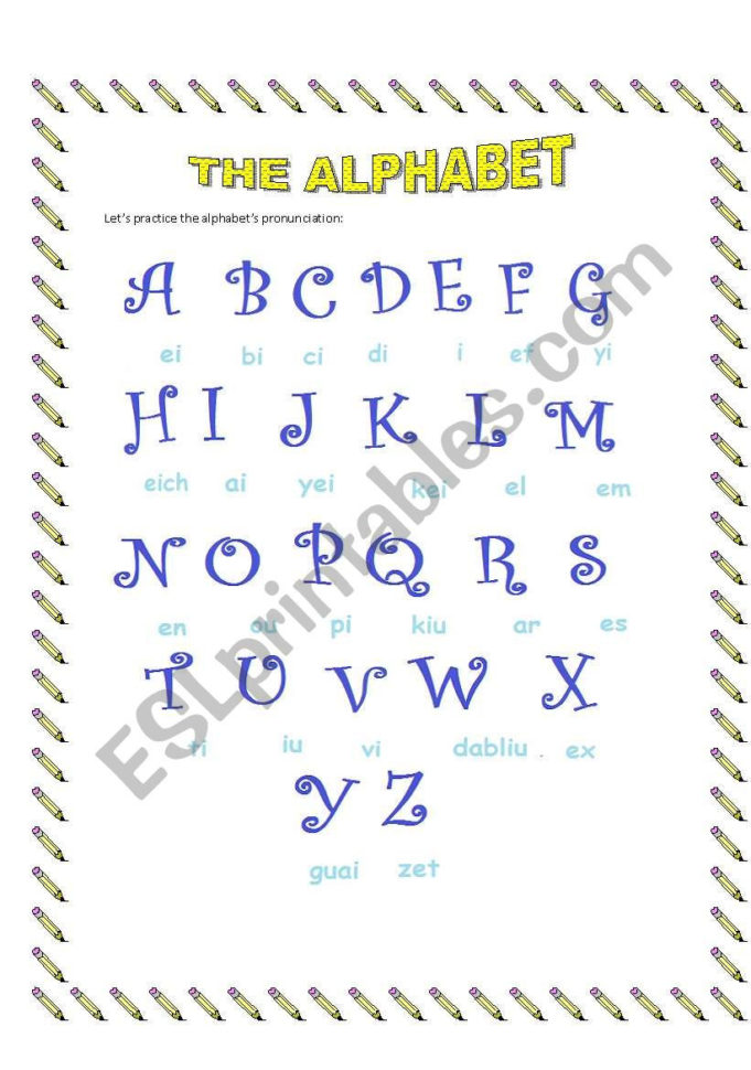 The Alphabet  Esl Workselaina