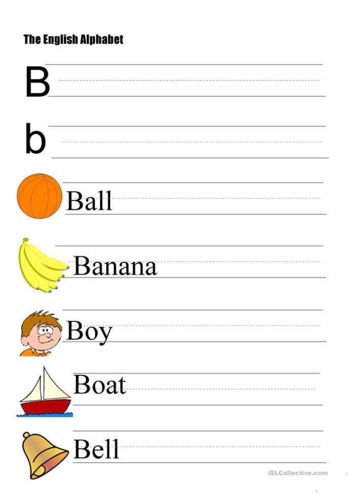 The Alphabet  Letter B  English Esl Worksheets