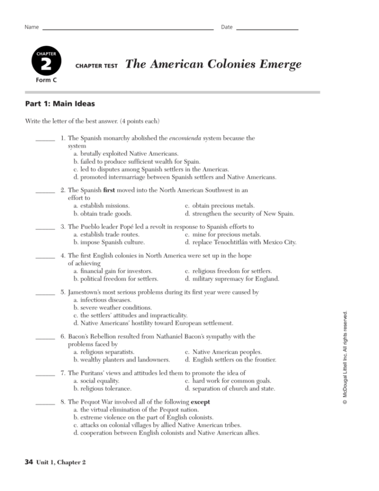 The American Colonies Emerge