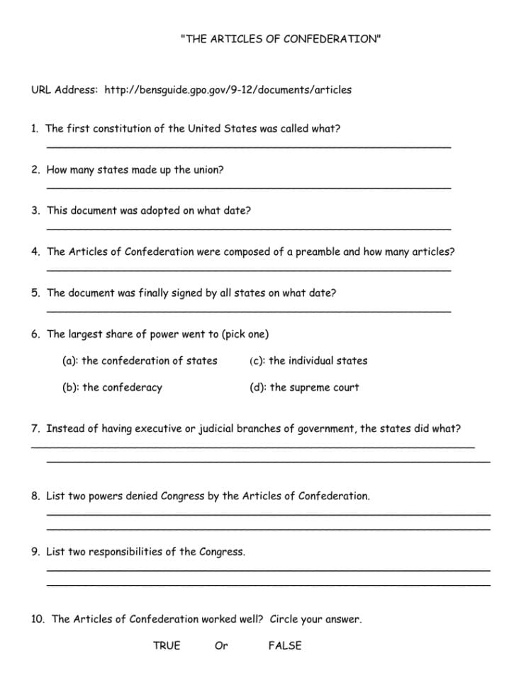The Articles Of Confederation" Url Address Http