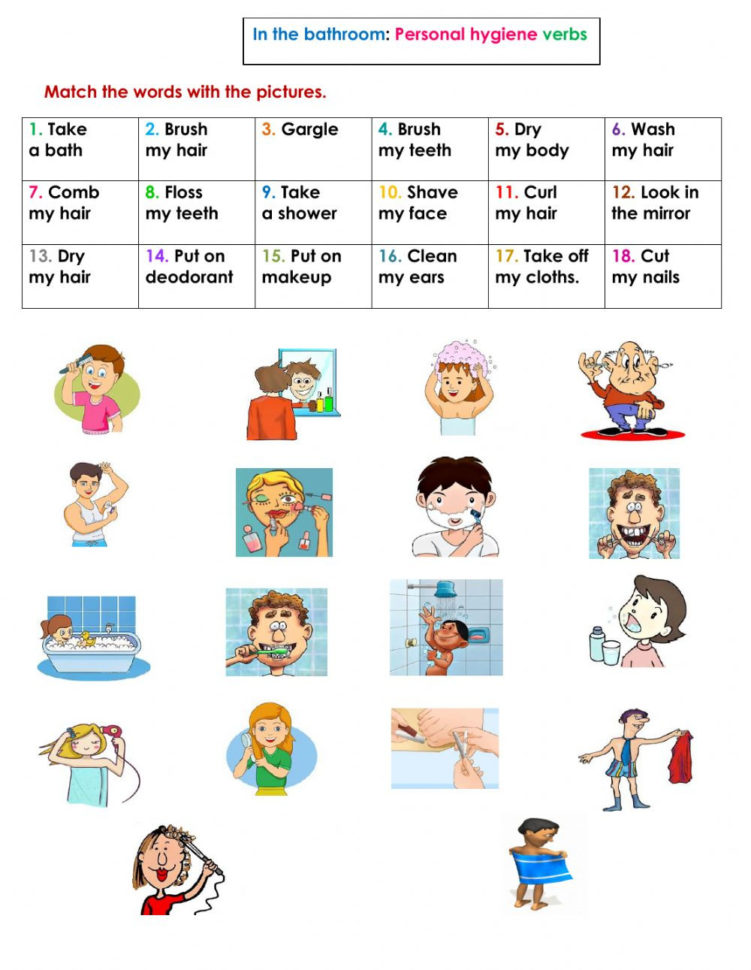 The Bathroom Personal Hygiene Verbs  Interactive Worksheet