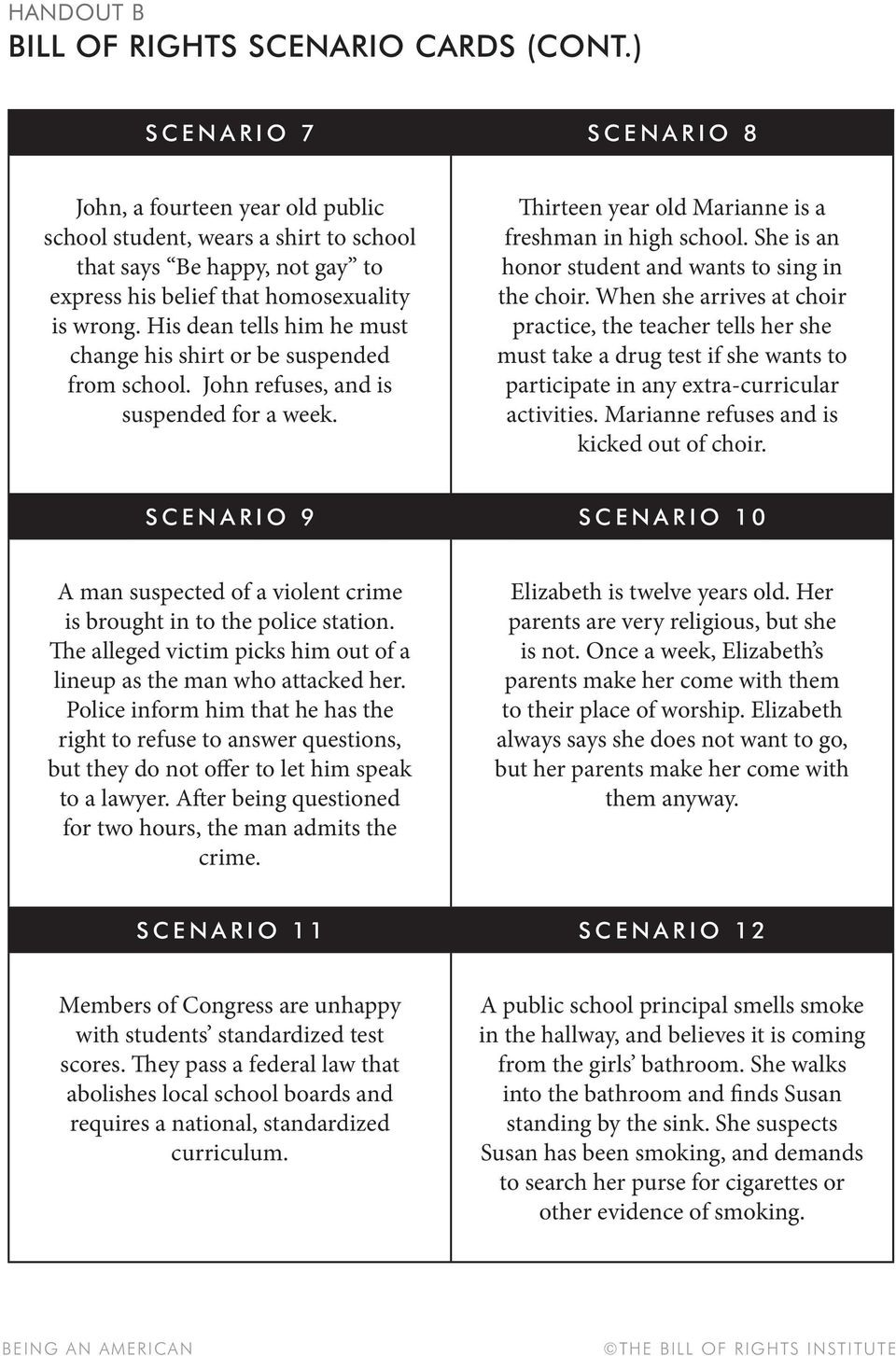 Bill Of Rights Scenario Worksheet Answers —